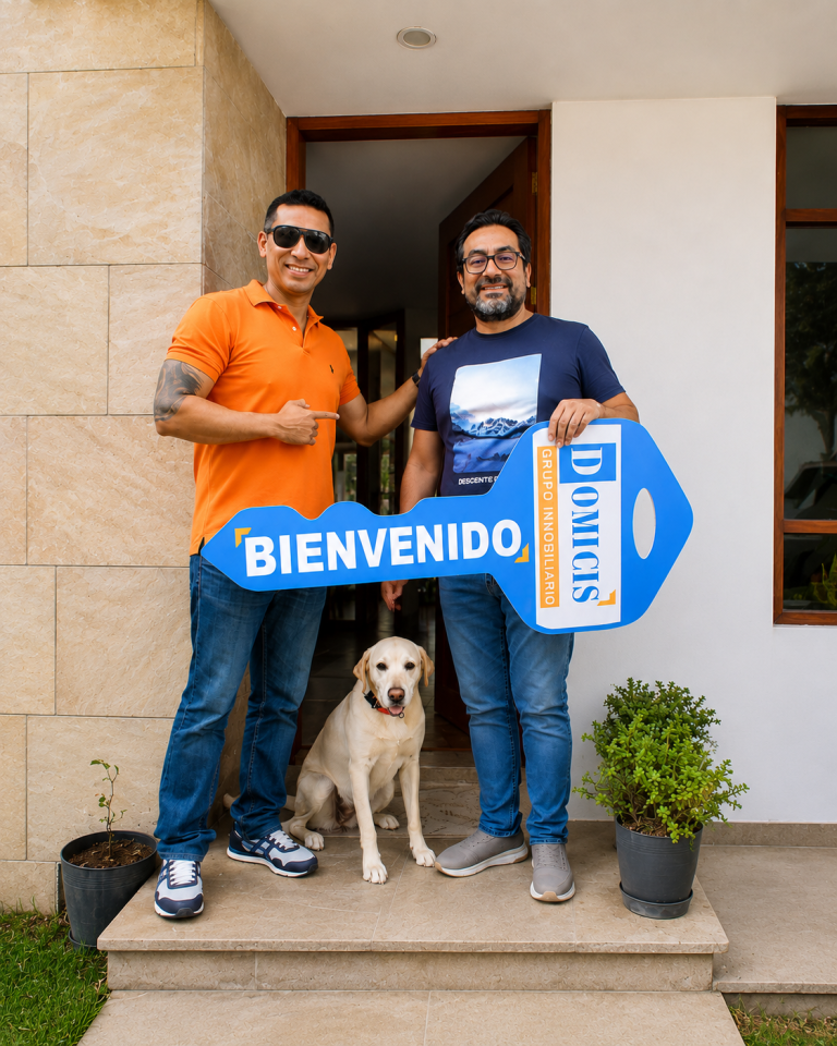 Asesor de Domicis entrega las llaves de una casa vendida